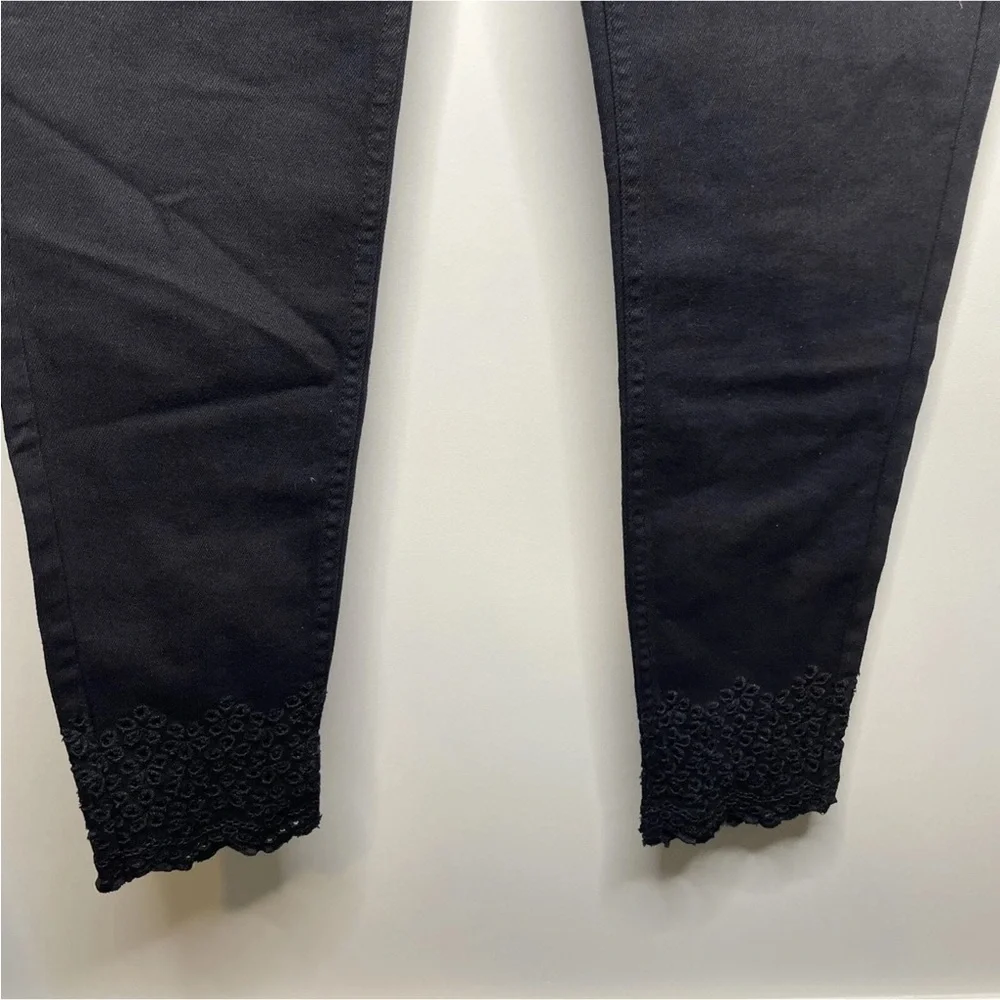 Ted Baker Massiee Embroidered Hem Skinny Jean Size 30 Black